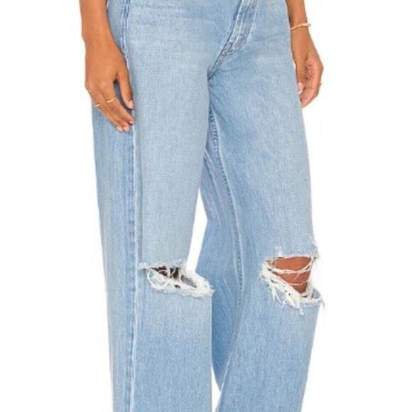 Mother The Fun Dip Puddle Slice Distressed Jeans size 12 - Picture 4 of 10